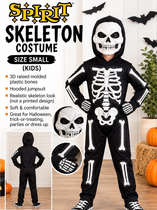 Spirit Other - 💀 Spirit Halloween Kids 3D Skeleton Costume Small Raised Bones